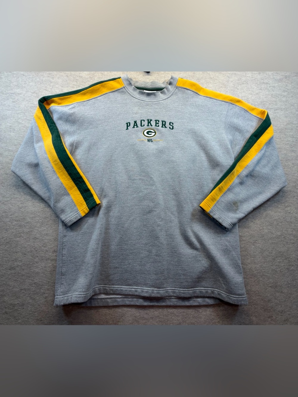 Vintage Green Bay Packers NFL Gray Crewneck Sweatshirt Green Gold XL